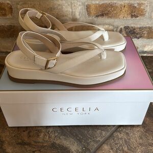 Anthropologie Cecelia New York Kara platform wrap Sandals ivory Sz 6